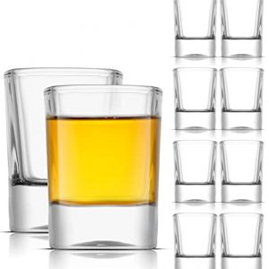 JoyJolt Glass Shot Glasses Set of 10 - City 2oz Shot Glass Set. Heavy Base Shot Glasses, Square Shot Glasses - Espresso Shot Glass, Tequila Shot Glasses, Aperitif Glasses, Limoncello Liqueur Glasses